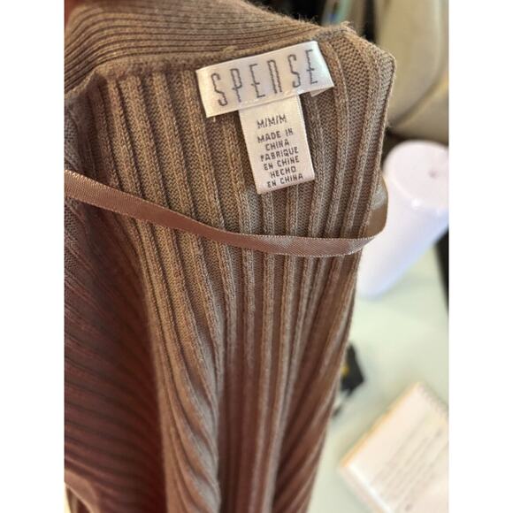 Spense Open Front Sleeveless Tan Duster Vest with Pockets Size M 6-10 - Picture 7 of 8